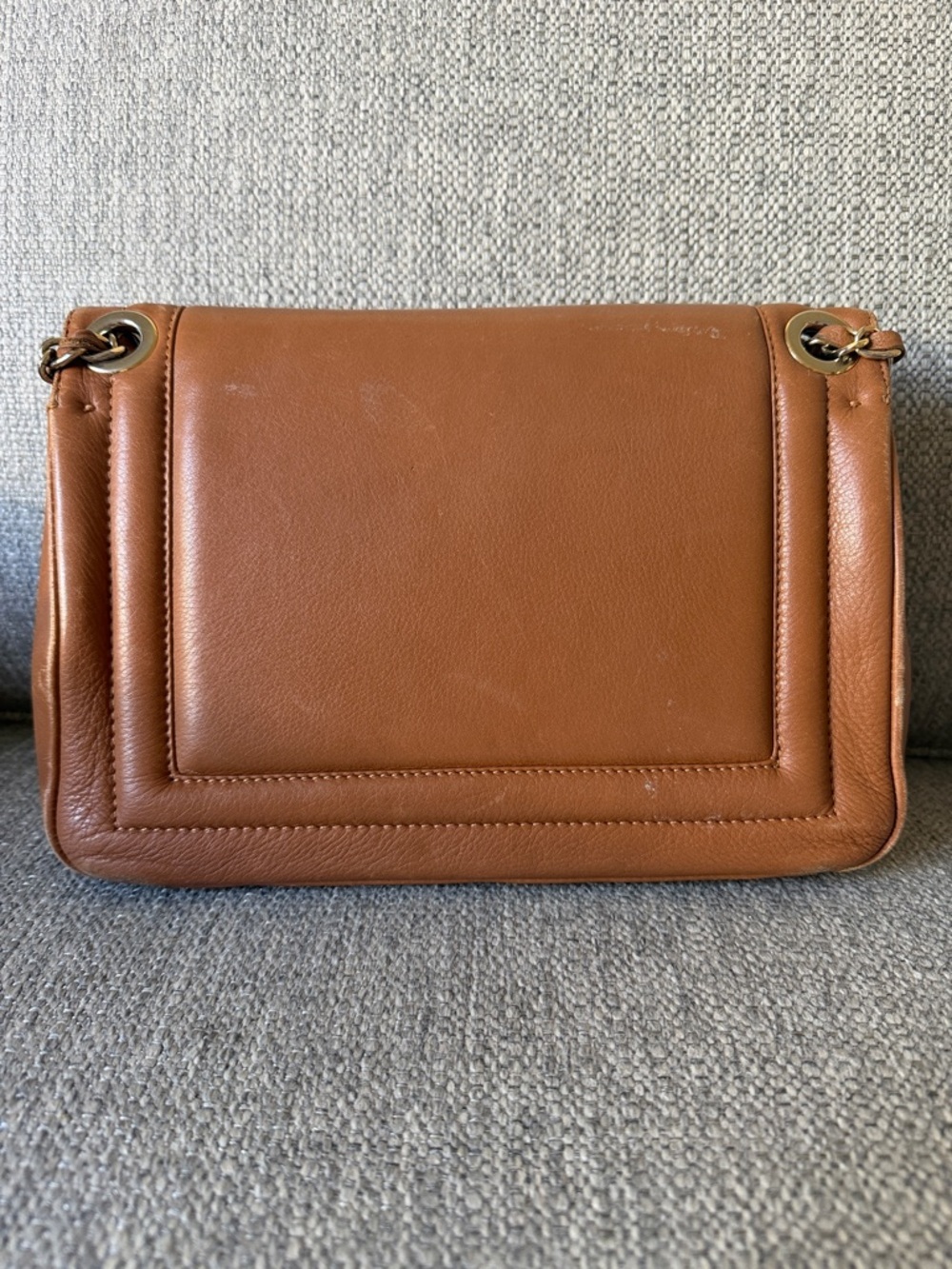 Valentino Cognac Leather Chain Shoulder Bag with Logo - Picture 2 of 5